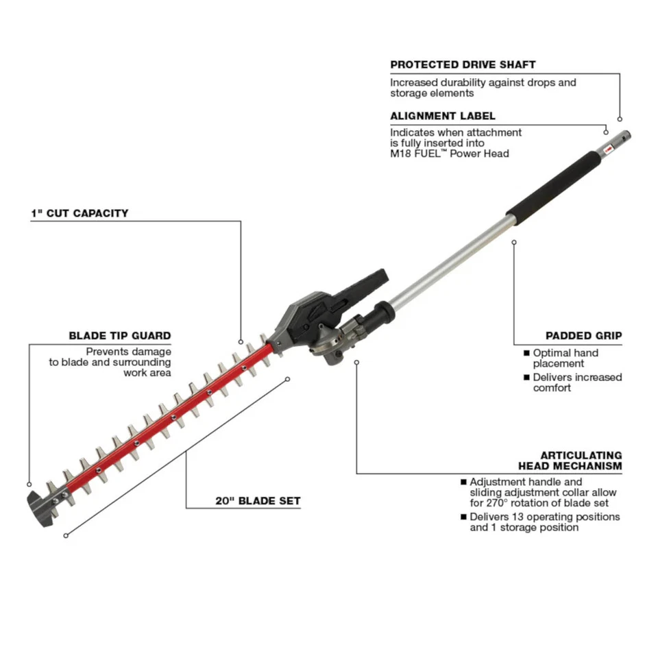 Accesorio para cortasetos Milwaukee 49-16-2719 M18 COMBUSTIBLE 18V 20 pulgadas QUIK-LOK Foto 3 de 4
