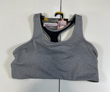 NWT Avia Gray Racerback Sports Bra Medium Support Size L Active Workout