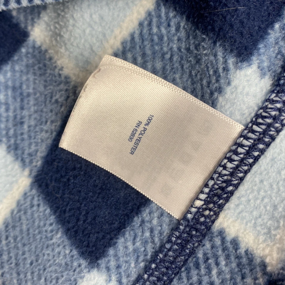 Lands’ End Girls L Blue Plaid Fleece Quarter Zip Long Sleeve Collar Pullover Top - Image 3 of 4