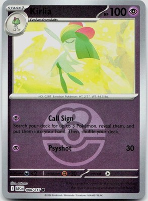 Kirlia (Love Ball) 088/217 Common ME: Ascended Heroes ASC Reverse Holo