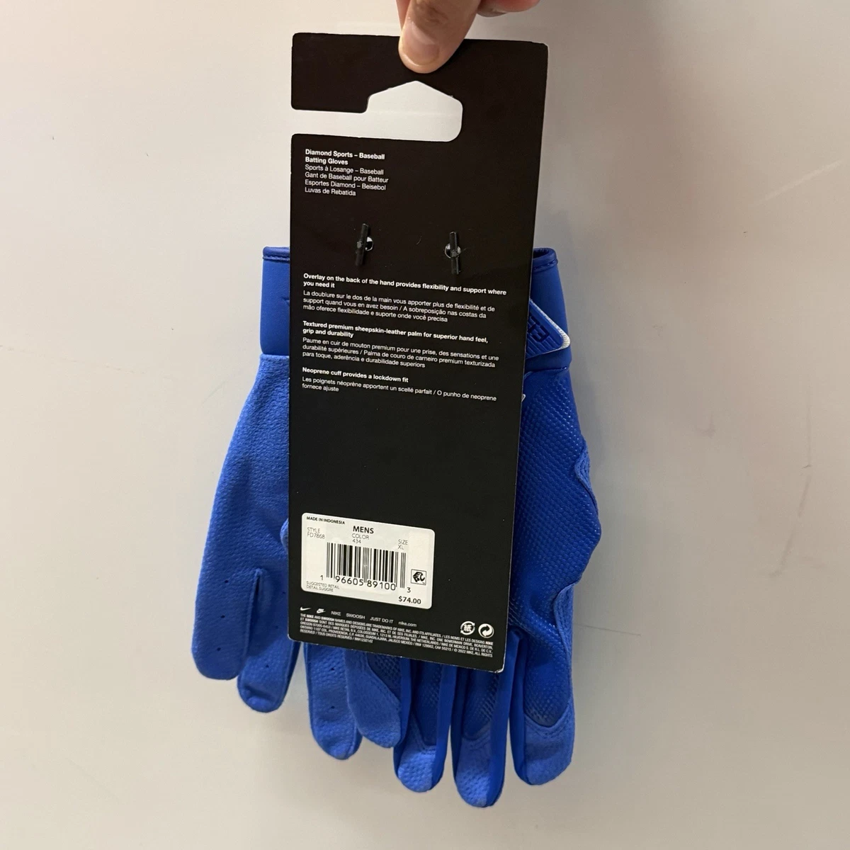 Guantes de béisbol de bateo Nike Alpha Elite para hombre talla XL azul real FD7868-434 NUEVOS