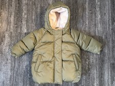 Softest Faux Fur Lined Baby Gap Puffer Jacket - Olive Green 12-18m Months EUC