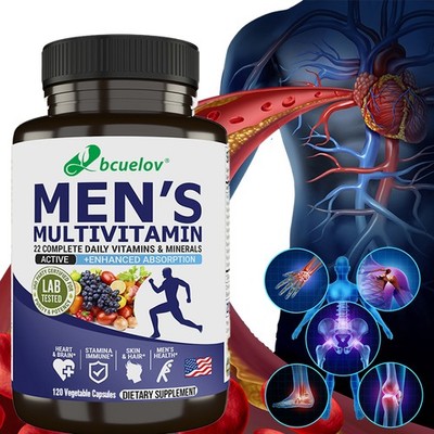 Men's Multivitamin Capsule Prostate Bone Brain Skin Health 120 1-3 Bottle