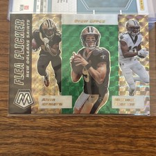 Flea Flicker Drew Brees, Alvin Kamara, Michael Thomas #FF12 Green Mosaic Prizm