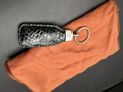 Mezlan Alligator crocodile Leather  Key Ring Chain Black
