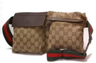 Gucci GG Canvas Monogram Waist Belt Bum Bag Fanny Pack Sherry Brown 0402a