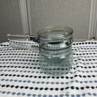 Vintage PYREX Flameware Blue GLASS Double Boiler Pots 6763-U 6763-L  Fin Lid