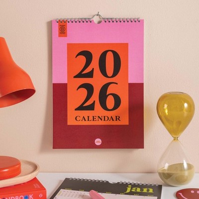 2026 Grid Wall Calendar, Bold Block Art, Monthly Flip Planner