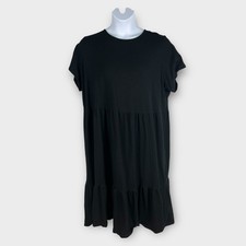 Old Navy Womens Black Short Sleeve Tiered Casual T-Shirt Dress 3X Pockets