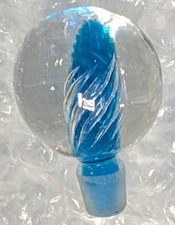 Beautiful Blenko Art Glass Blue Air Twist Decanter Stopper Only MCM