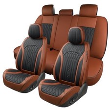Car Seat Covers,Faux Leather Seat Covers for Cars, Non Full Set Brown-Black