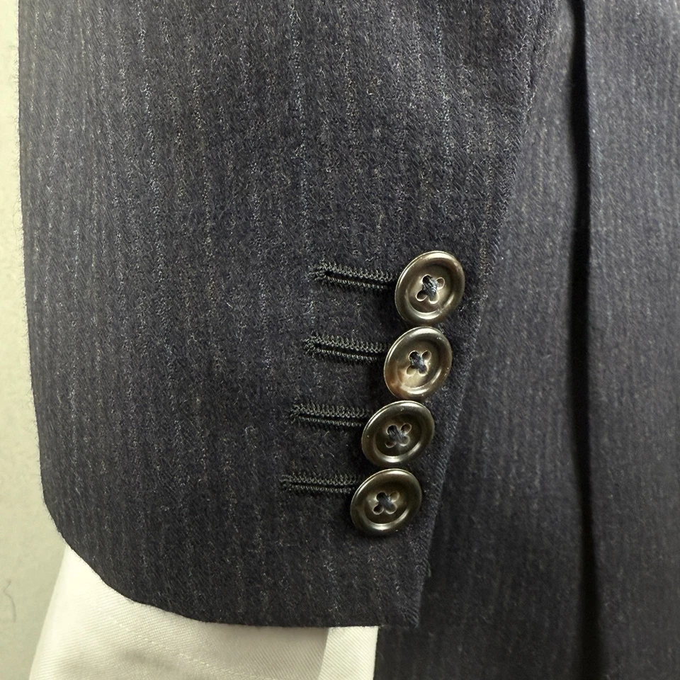 Isaia Navy Cashmere Wool Blend Striped Blue’s & Brown’s Sport Coat 42US 52IT EUC - Image 4 of 4