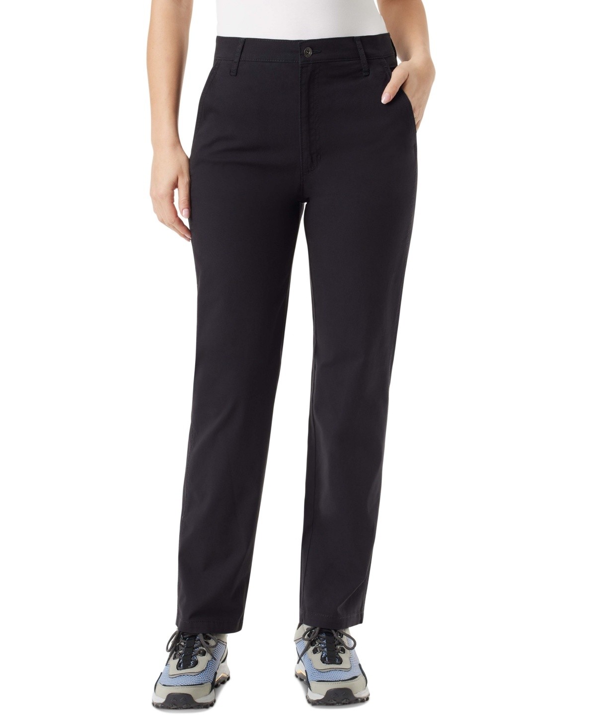 Повседневные брюки Bass Outdoor Women Slim fit 6/31 черные однотонные стрейчевые