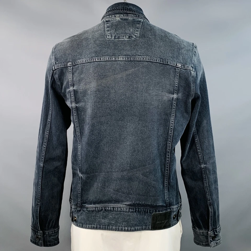 JOHN VARVATOS Size XL Blue Grey Cotton Blend Denim Twill Patch Pockets Jacket - Image 4 of 4