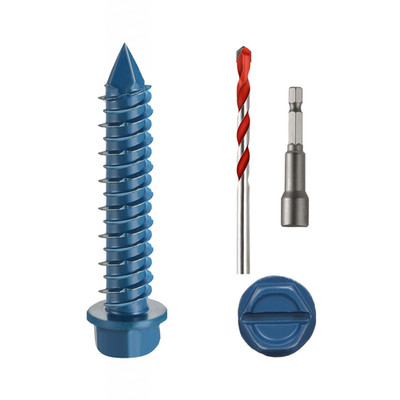 1/4'' X 1-1/4'' Concrete Screws, 100 PCS Blue Hex Washer Head Concrete Screws Anch