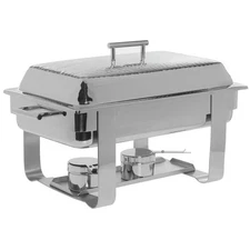 HUBERT Round Chafing Dish, 8 Quart Stainless Steel with Hammered Finish- 23 1/2"