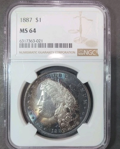 1887 Morgan Silver Dollar NGC MS64. Brilliant Uncirculated. SUPER TONER