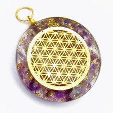 Amethyst Sacred Geometry Orgone Energy Pendant Flower Life Orgonite Necklace Hea