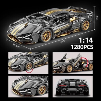 Lamborghini Sian Bausteine Technic 1280 Teile Schwarz Neu New
