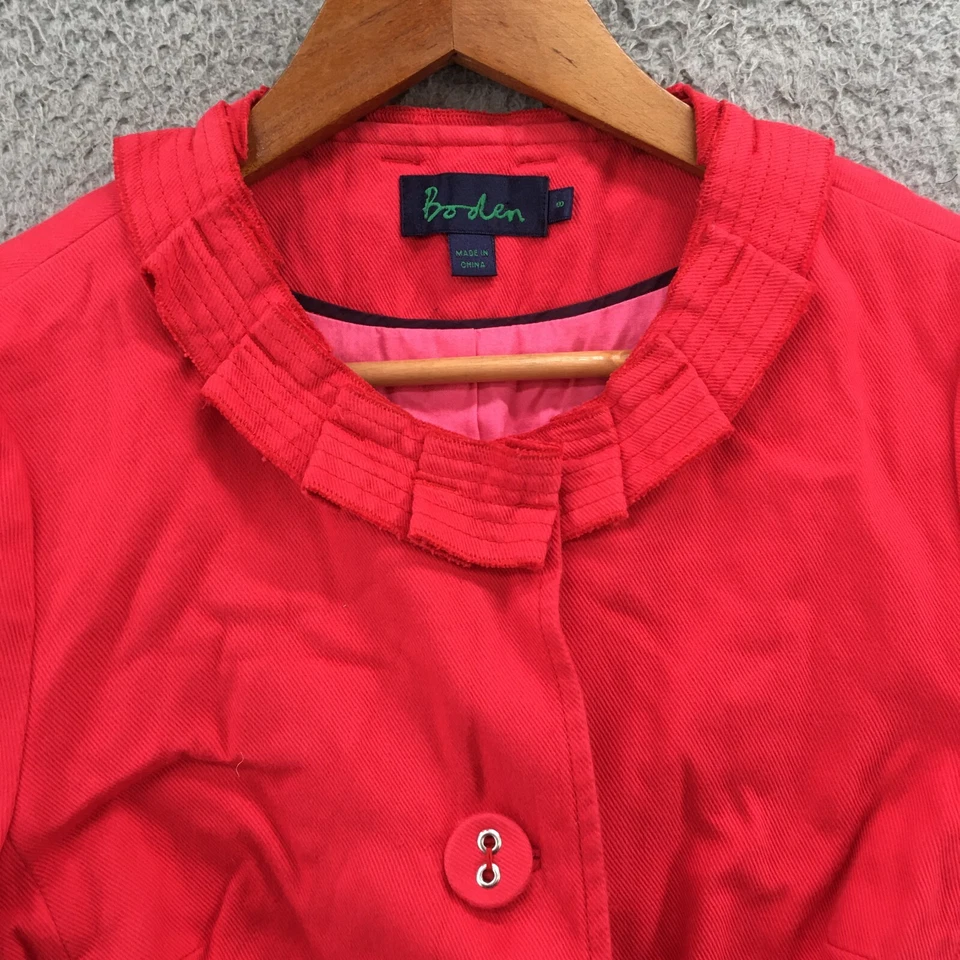 Chaqueta Blazer Boden Mujer 8 Manga Larga Cuello Redondo Rojo Algodón Botón Foto 3 de 4