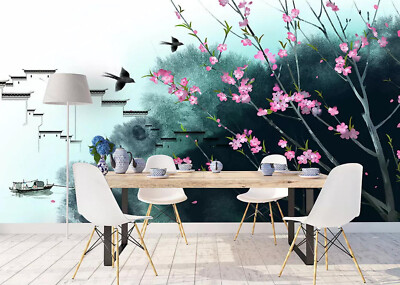 3D Flower Branch Swallow 48875NA Wallpaper Wall Murals Removable Wallpaper Fay