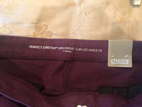 NWT CHICO'S ROYAL BORDEAUX GIRLFRIEND SLIM LEG ANKLE STRETCH JEANS ~ 1.5 (10) - Picture 8 of 11