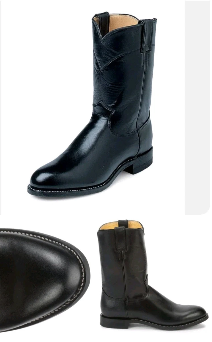 Justin Men's Black Kipskin Classic Leather 10 Roper Boots Size: 9.5 EE.  3133 | eBay