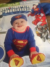 boys infant baby 0-6 months SUPERMAN Halloween costume newborn red blue