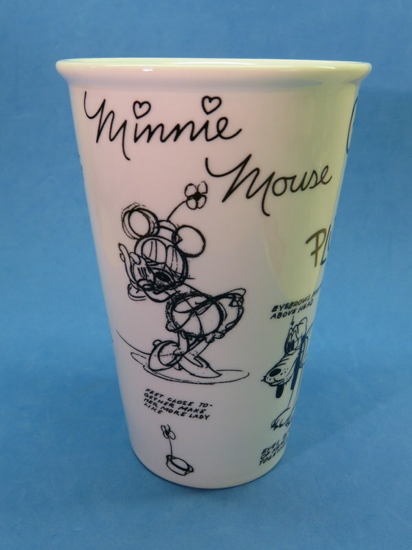 Disney Character Glass Tumbler Featuring Mickey Mouse Donald Duck Pluto Sketches