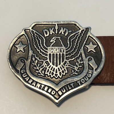 Vintage DKNY Genuine Leather Braided Belt Metal Eagle Built  display picture 1