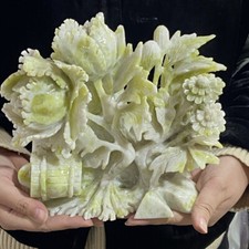 5.7lb Natural Crystal.lantian jade.Hand-carved.Exquisite flower healing