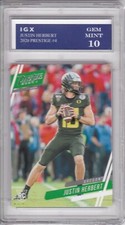 JUSTIN HERBERT ROOKIE CARD 2020 Prestige Football GEM MINT 10 RC Chargers Ducks!