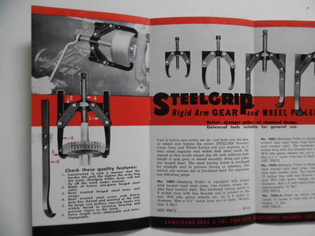 1940s Armstrong Bray Gear and Wheel Pullers Tool Catalog Brochure