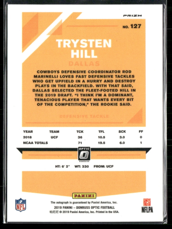Trysten Hill 2019 Optic Bronze Prizm RC Auto #127 - Image 2 of 2
