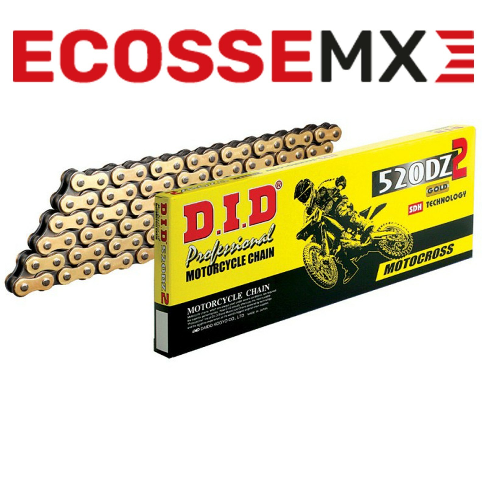 Kawasaki DID DZ2 Gold 520 X 118 L Heavy Duty chain KX125 KX250 KX250F KX450F