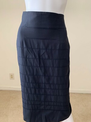 TONELLO Pencil Skirt Black Mid-Length Side Zipper SZ 44 (M) Made in Italy
