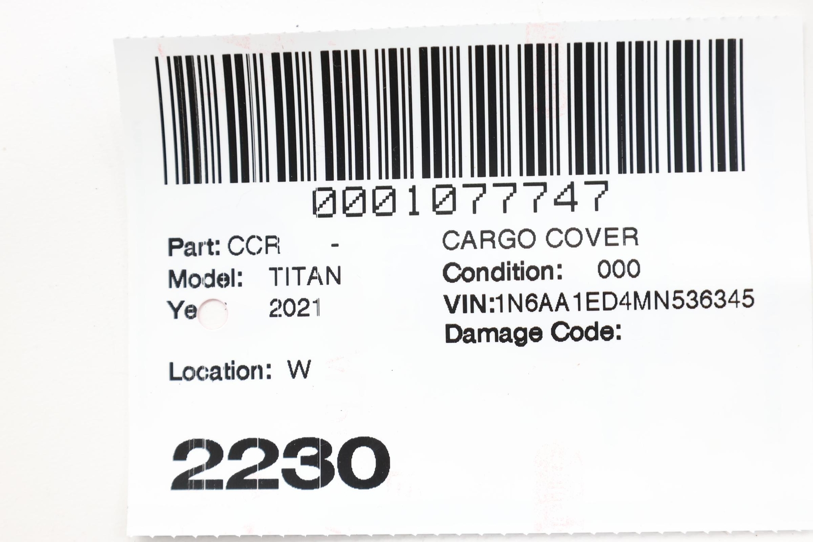 2017 - 2024 NISSAN TITAN REAR TRUNK FLOOR STORAGE COMPARTMENT OEM 84985EZ20D