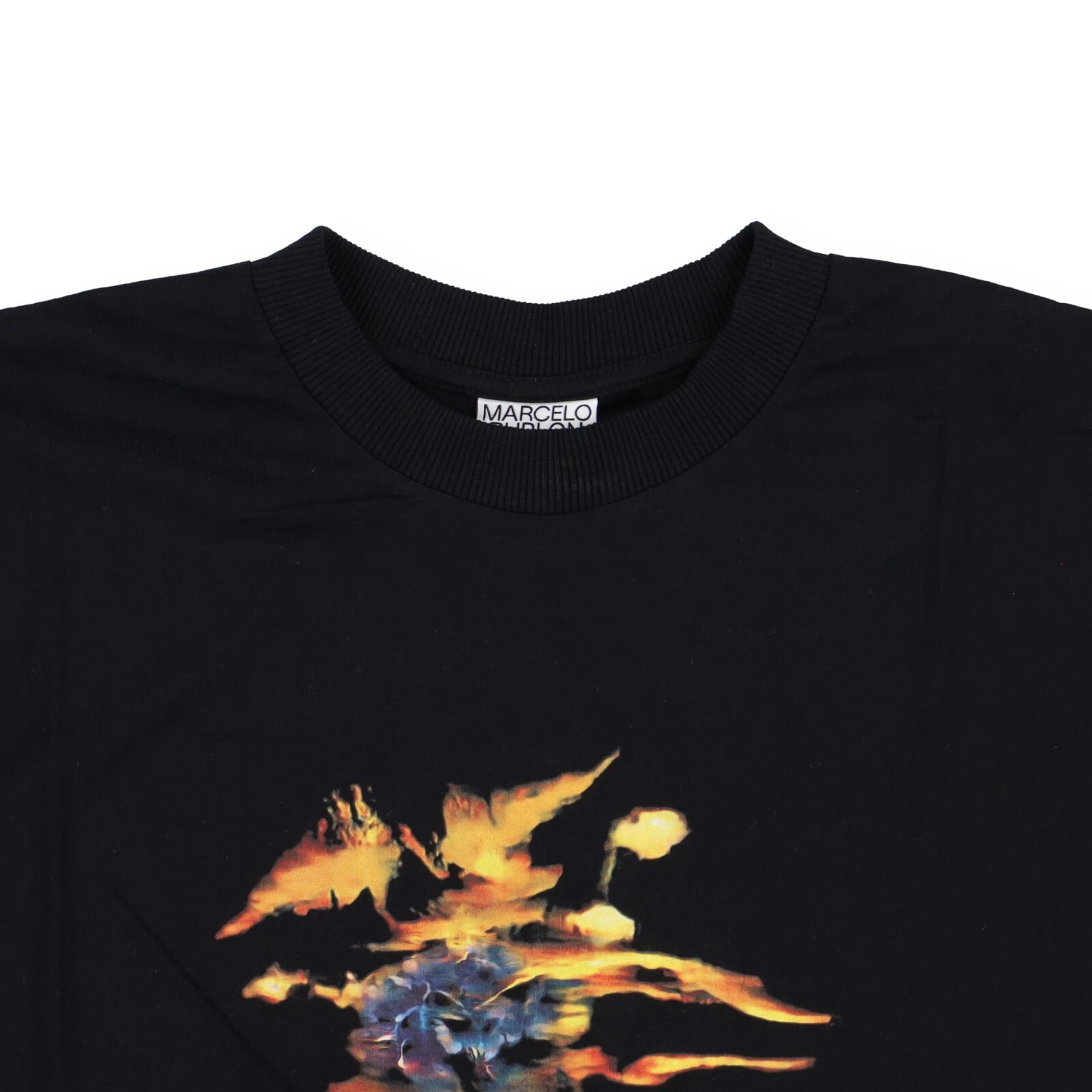T shirt Marcelo Burlon nera con logo Mirage e fiori Taglia S FW20 $345