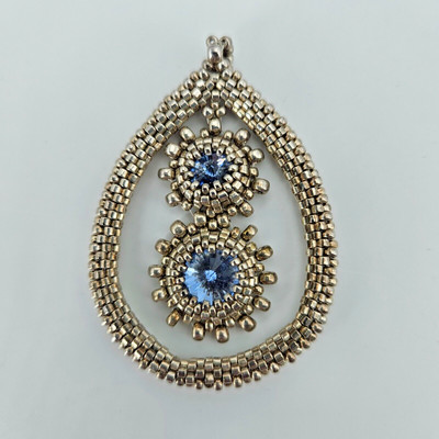 Swarovski Anhänger Blau Silber Unikat Handmade Dämen Schmuck Kettenanhänger NEU