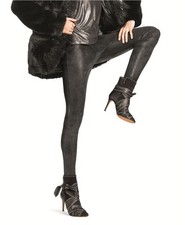 HUE U15606 Black Shimmer Stretch Microsuede Leggings - MSRP 58