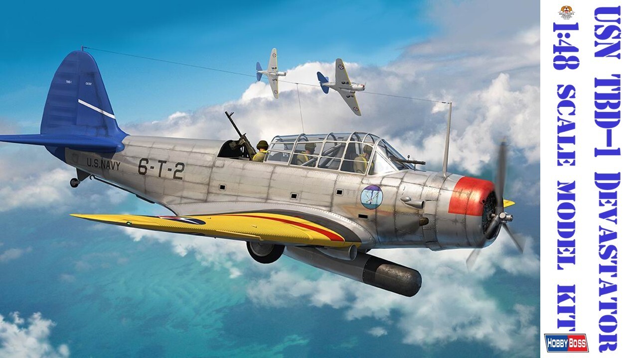 1:48 scale WWII US Navy Douglas TBD-1 Devastator model kit by HobbyBoss