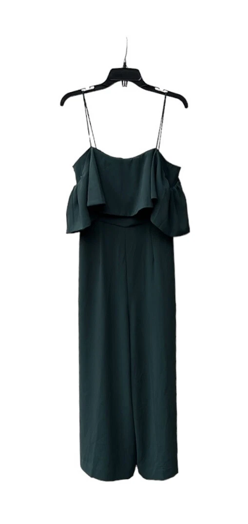 H M Green Ruffle Off Shoulder wide leg Jumpsuit women size 10 eBay