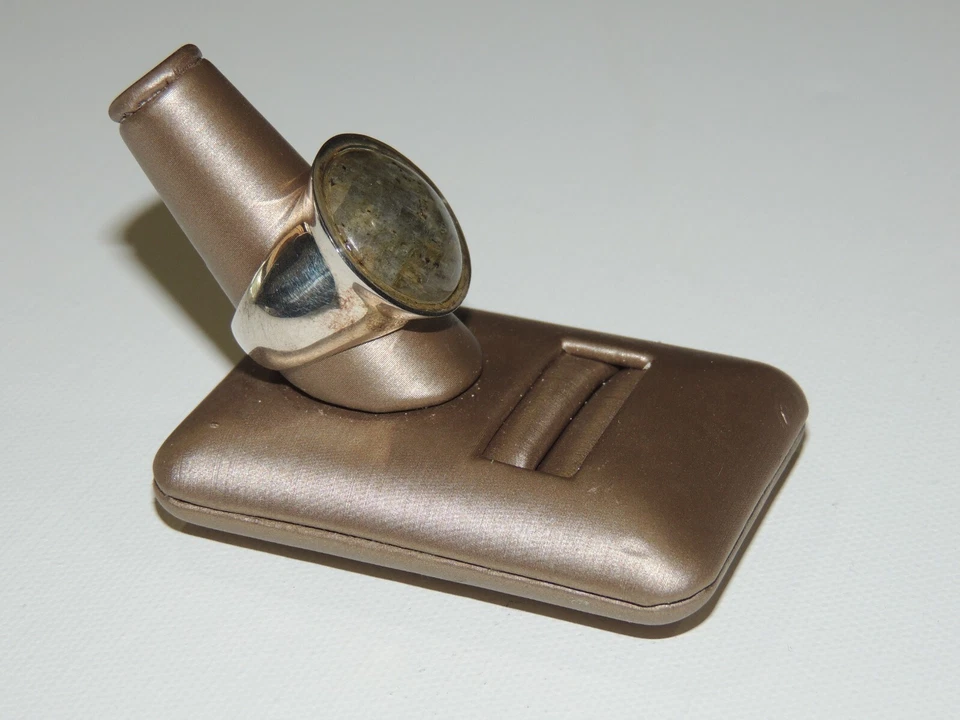 925 STERLING SILVER & GREEN /GRAY RND STONE RING SZ 10.5 MARKED RLM 17 grams - Image 4 of 4