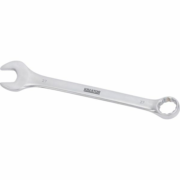 Combination spanner 27mm chrome vanadium steel, Kreator brand, offset ring end