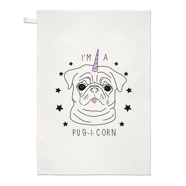 I'm A Pugicorn Stars Geschirrtuch SpüLlappen - Mops Einhorn Hund Welpe Lustig-image