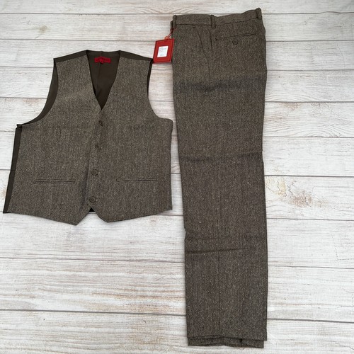 Gioberti Kids and Boys 2 Piece Plaid Brown Vest and Pants size 16 - Picture 2 of 21