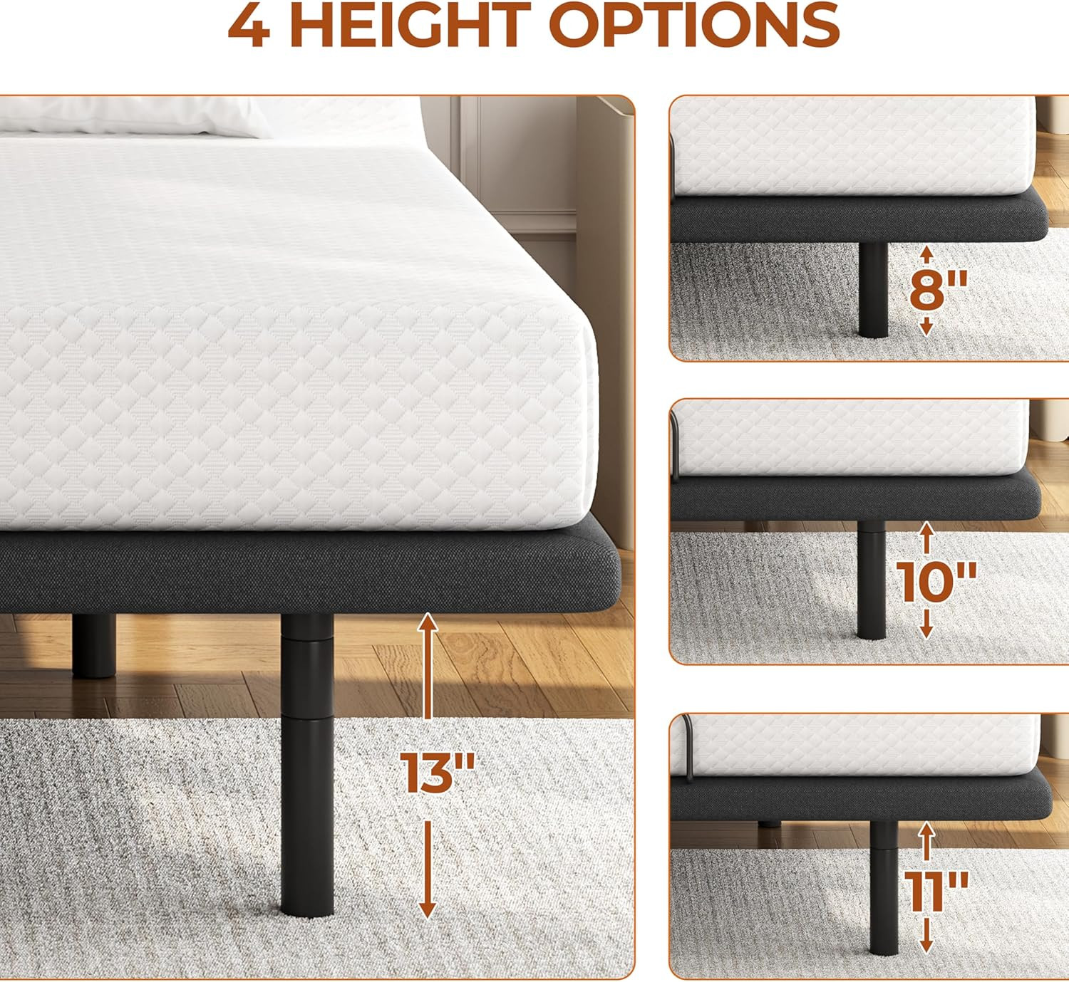 Queen Adjustable Bed Frame with Massage, USB Ports, and Night Light