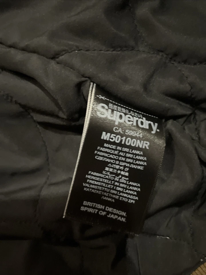 Superdry Mens Rookie Military Jacket Tan Khaki Sz S Lined Canvas Chore Coat Fur Foto 4 de 4