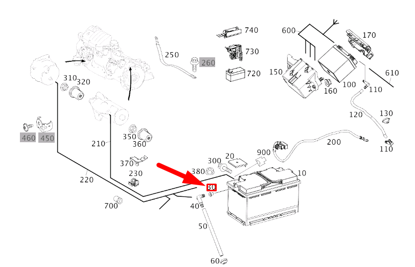 MERCEDES-BENZ CLA C117 Battery Grommet A0029972486