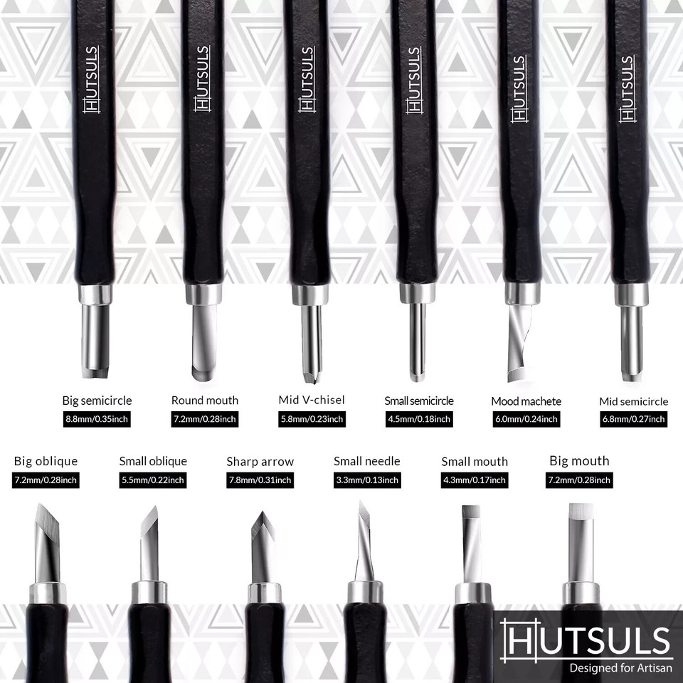 HUTSULS Small Wood Carving Tools Beginners 12 Mini Chisel Set Relief ...